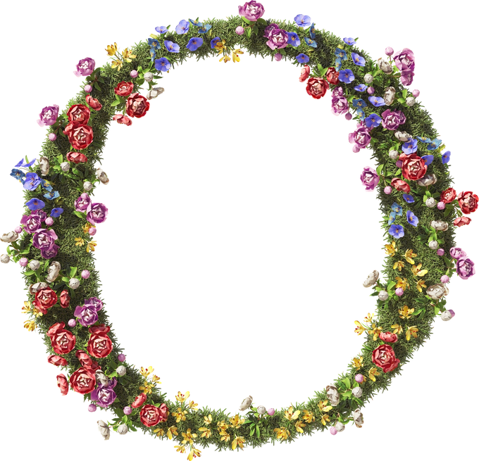 3D Flower Letter O. Vintage Garden Floral and Plants Font Serif on Transparent Background